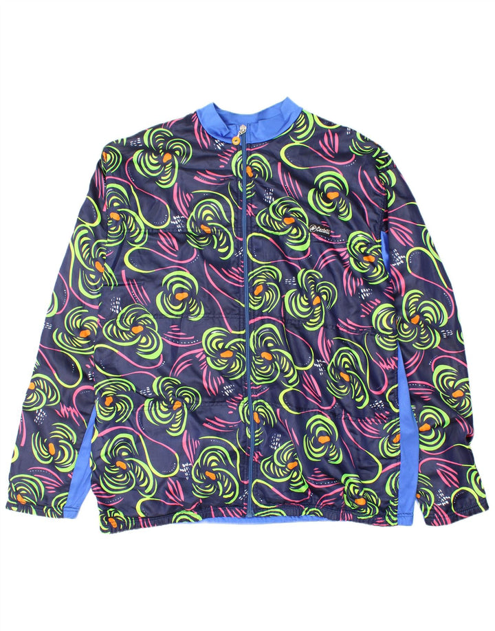 Castelli Mens Tracksuit Top Jacket Large Navy Blue Floral Nylon