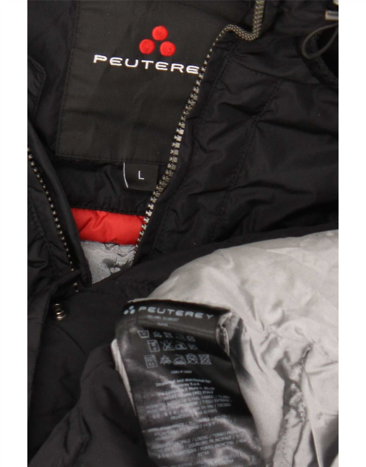 PEUTEREY Mens Hooded Padded Jacket UK 40 Large Black Polyamide