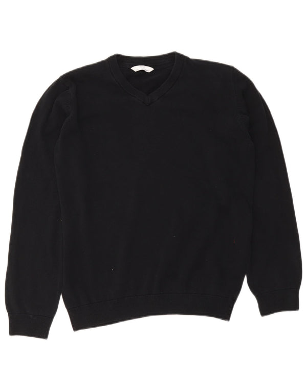 Marks & Spencer Boys V-Neck Jumper Sweater 14-15 Years Navy Blue Cotton