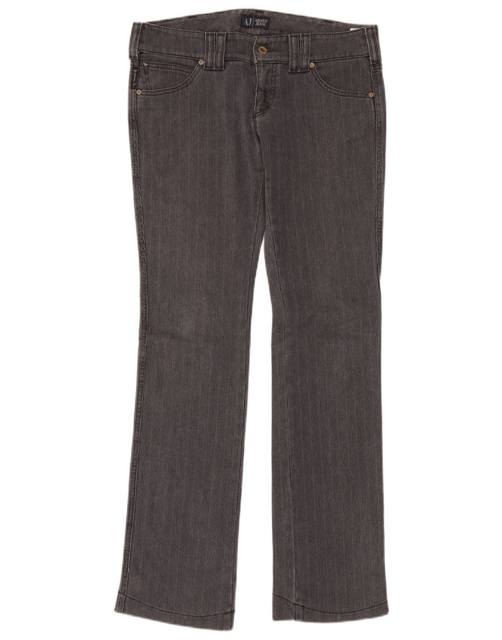 ARMANI Womens Straight Low Waist Casual Trousers W34 L34 Grey Pinstripe