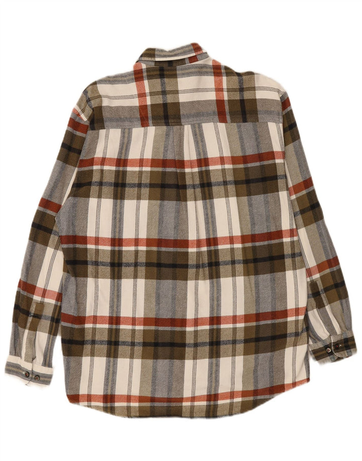LERROS Mens Flannel Shirt Large Khaki Check Cotton