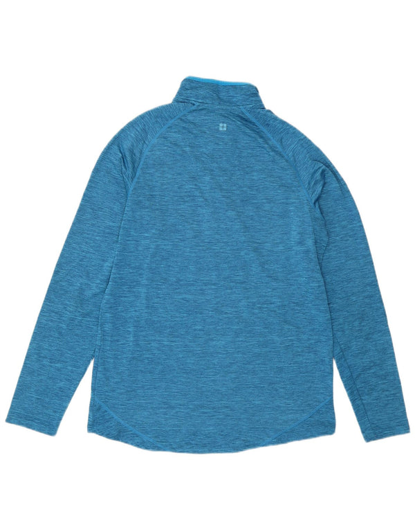 Mountain Warehouse Womens Zip Neck Top Long Sleeve UK 14 Large Blue Flecked