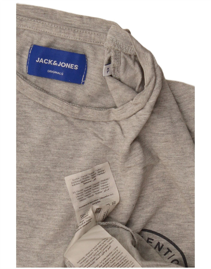 JACK & JONES Mens Graphic T-Shirt Top XL Grey Cotton