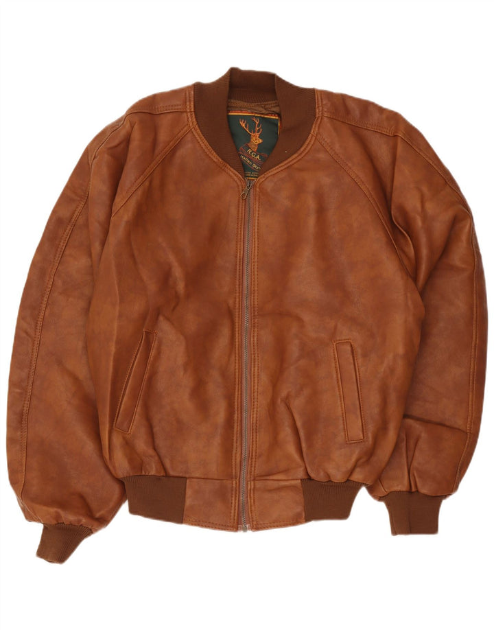 Vintage Mens Leather Jacket UK 40 Large Brown