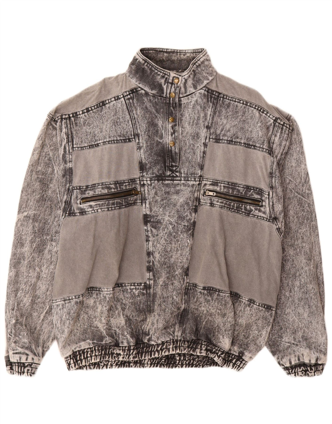 VINTAGE Womens Pullover Denim Jacket UK 20 2XL Grey Cotton