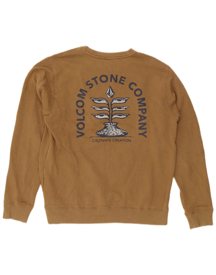 Volcom Mens Graphic Sweatshirt Jumper Large Khaki Cotton