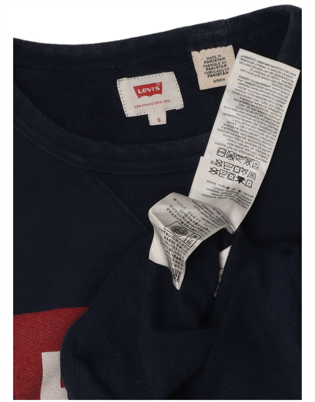 LEVI'S Mens Graphic Sweatshirt Jumper Small Navy Blue Cotton
