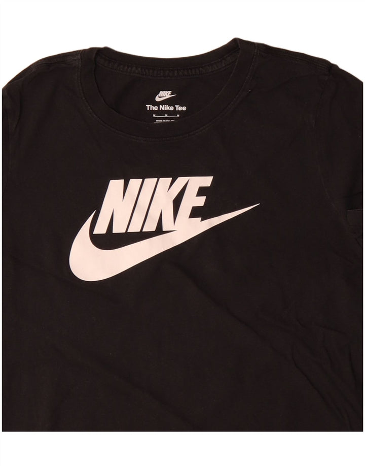 NIKE Womens Graphic T-Shirt Top UK 12 Medium Black Cotton