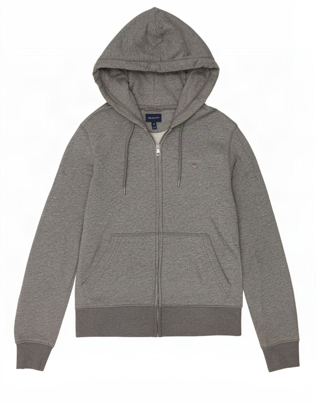 Gant Mens Zip Hoodie Sweater Small Grey Cotton