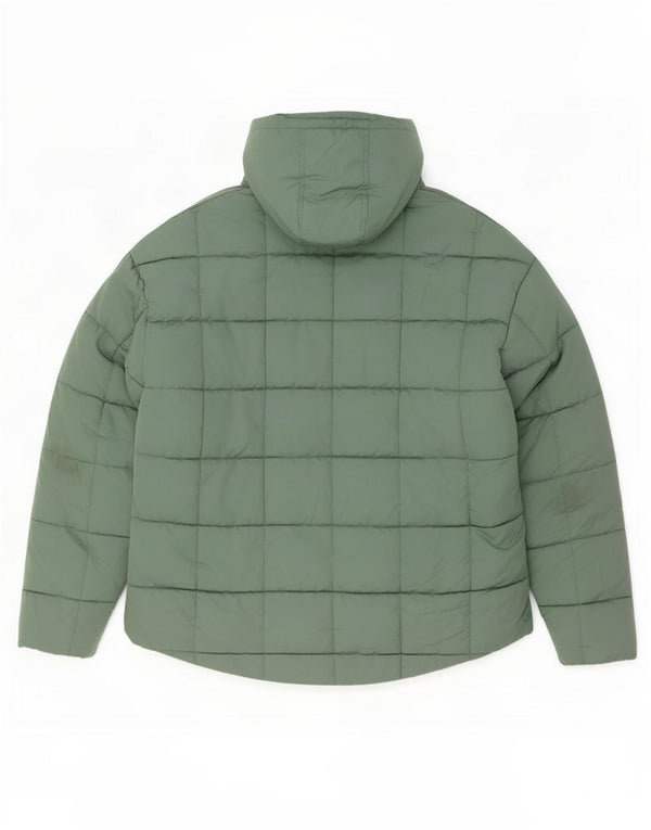 Fat Face Womens Hooded Padded Jacket UK 14 Large Green Polyester