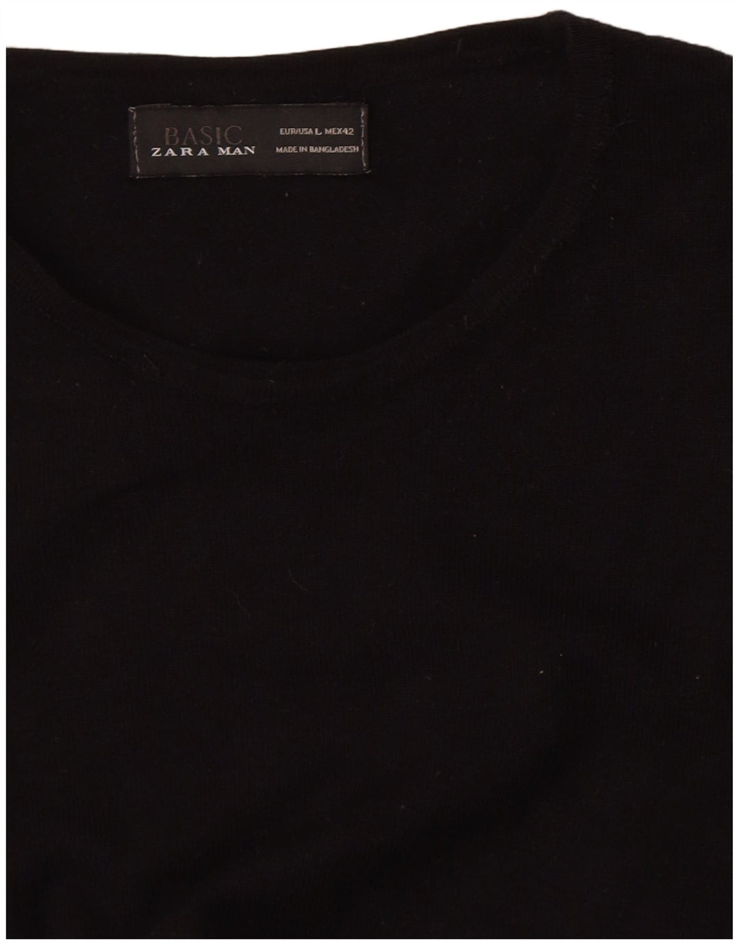 Zara Mens Crew Neck Jumper Sweater Large Black
