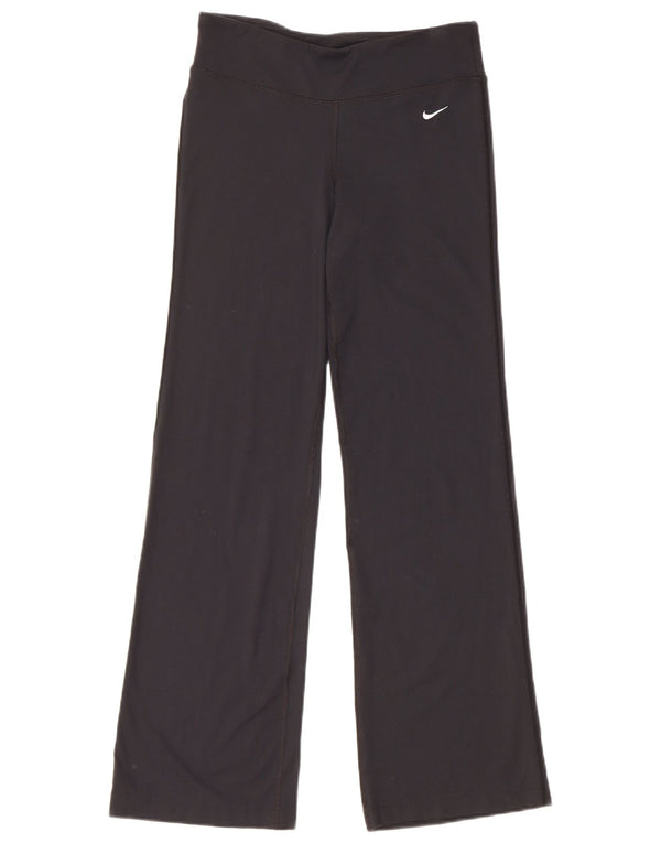 Nike Womens Dri Fit Wide Leg Tracksuit Trousers UK 6 XS Black Nylon