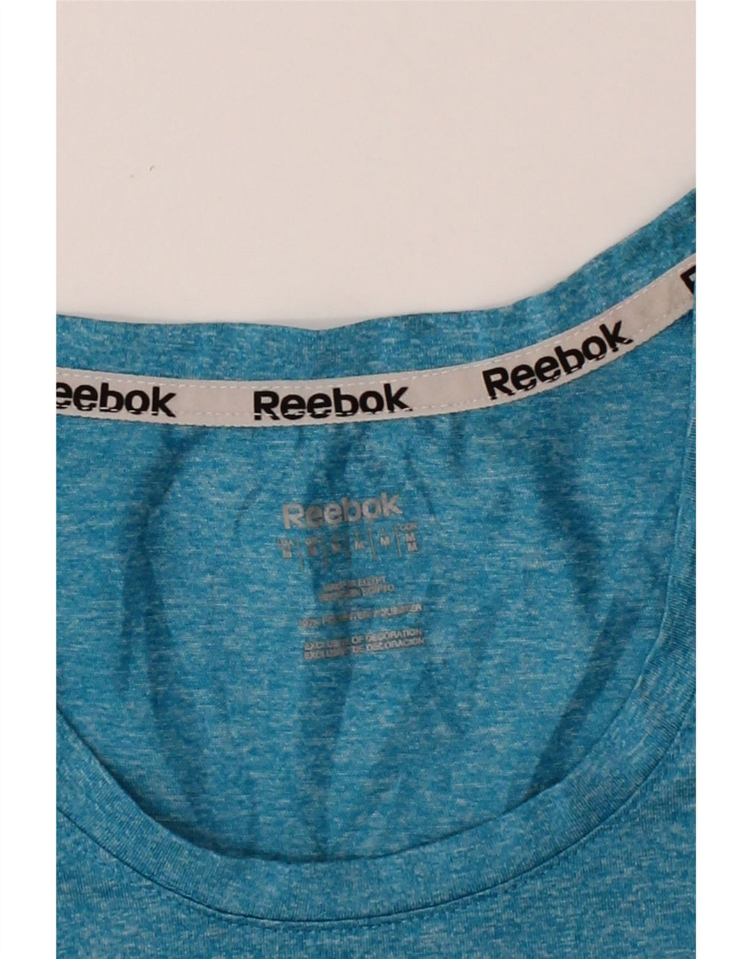 REEBOK Womens T-Shirt Top UK 14 Medium Blue Flecked Polyester Vintage Reebok and Second-Hand Reebok from Messina Hembry 