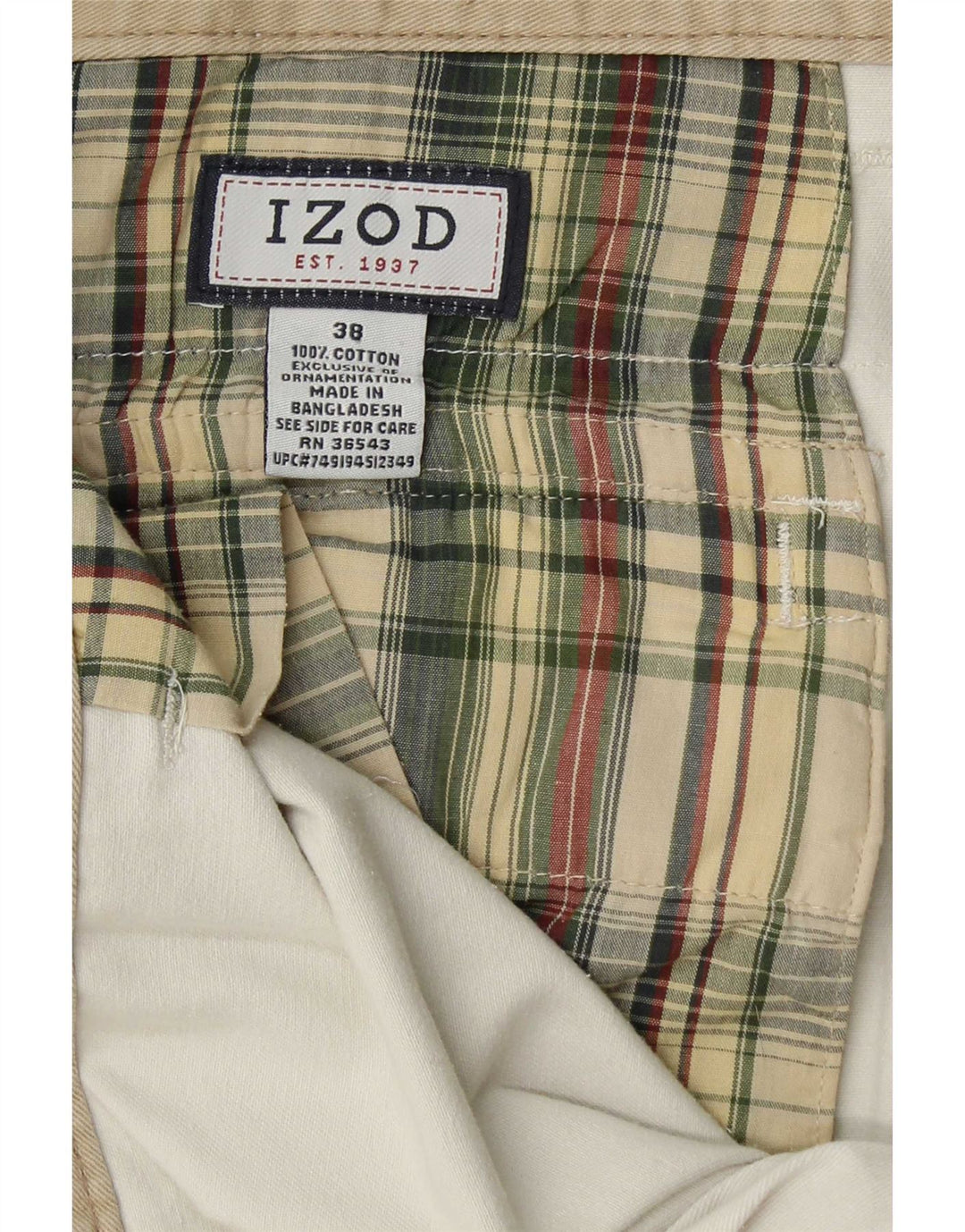 Izod Mens Cargo Shorts W38 XL White Cotton