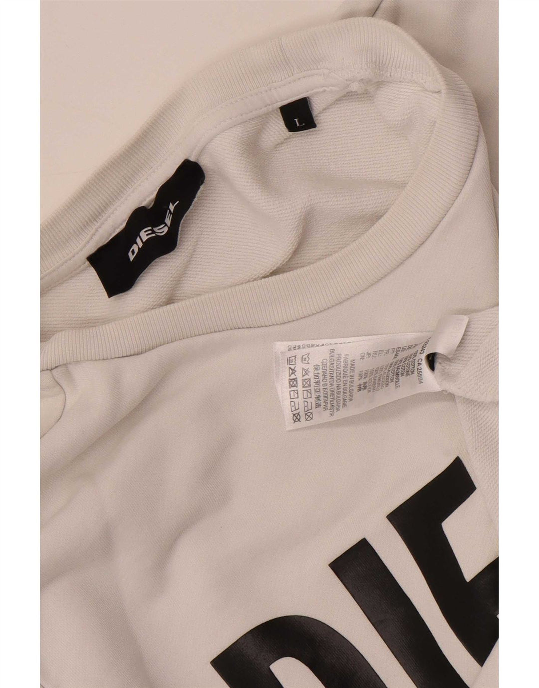 Diesel Mens Graphic Sweatshirt Jumper Large White Cotton