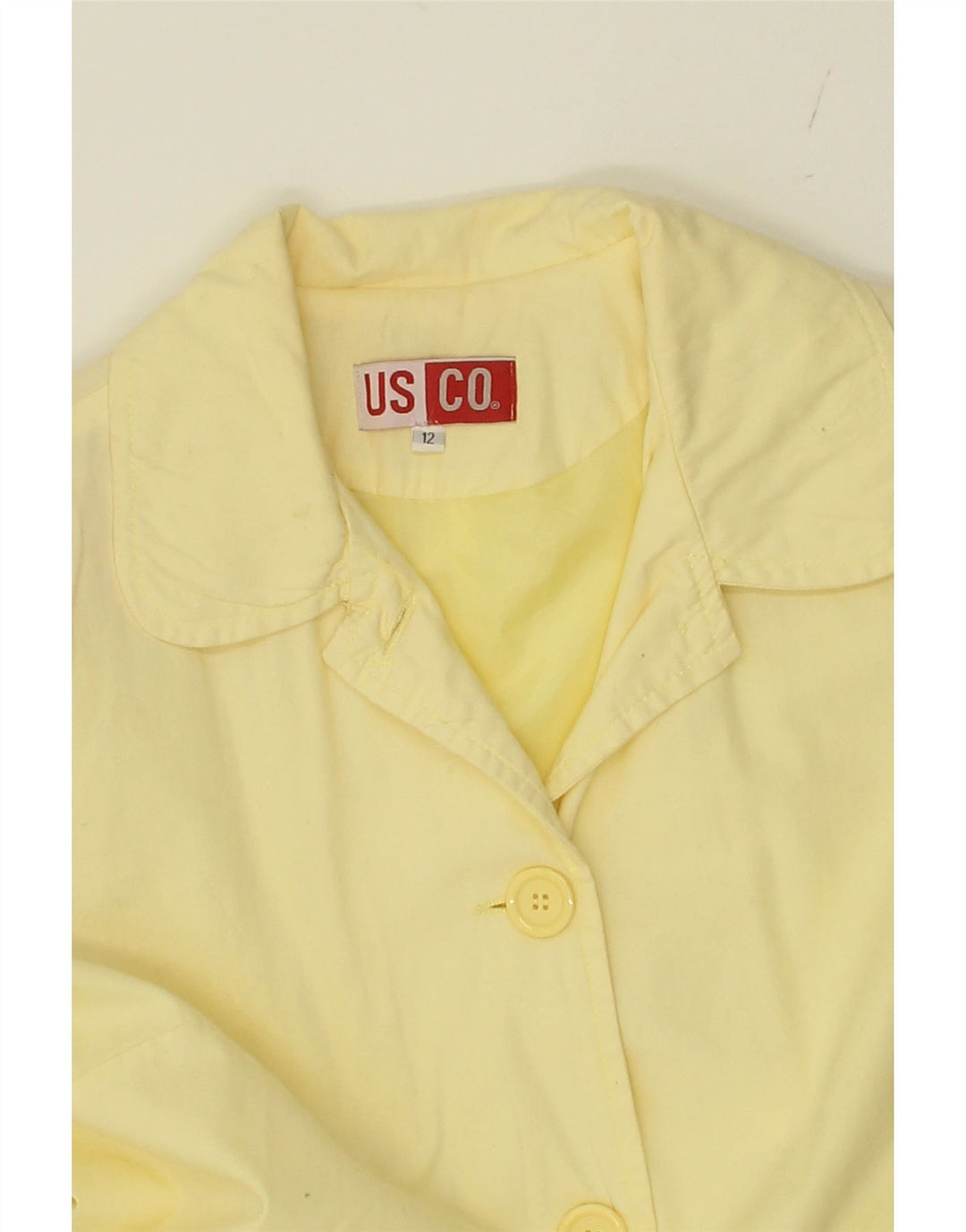 VINTAGE Womens Overcoat UK 12 Medium Yellow Cotton Vintage Vintage and Second-Hand Vintage from Messina Hembry 