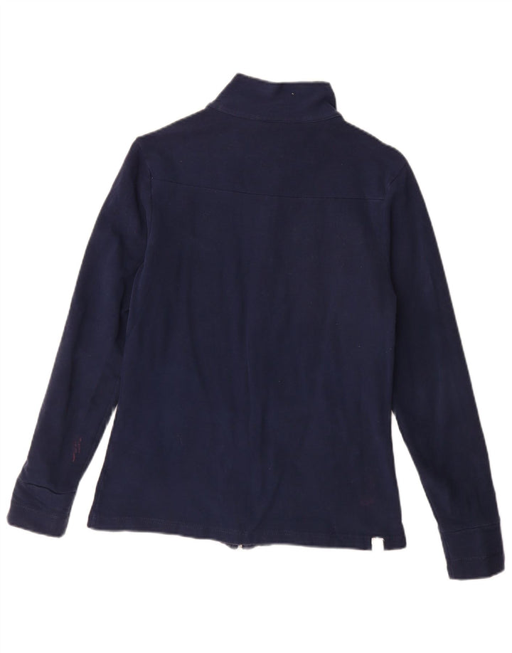 ADIDAS Womens Tracksuit Top Jacket UK 12 Medium Navy Blue Cotton