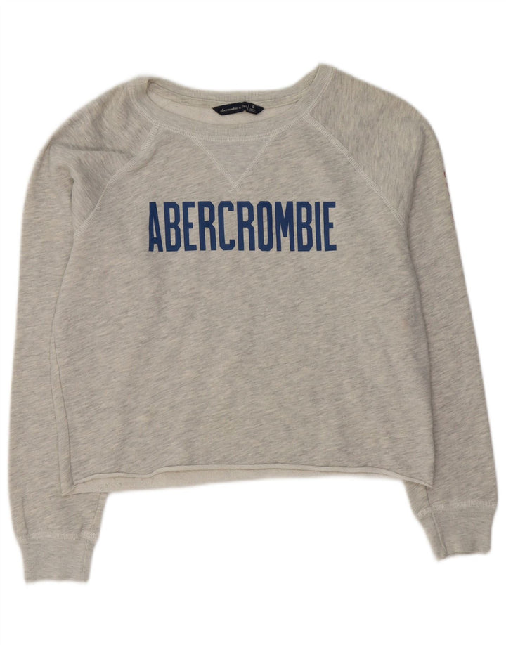 Abercrombie & Fitch Womens Graphic Sweatshirt Jumper UK 10 Small Grey