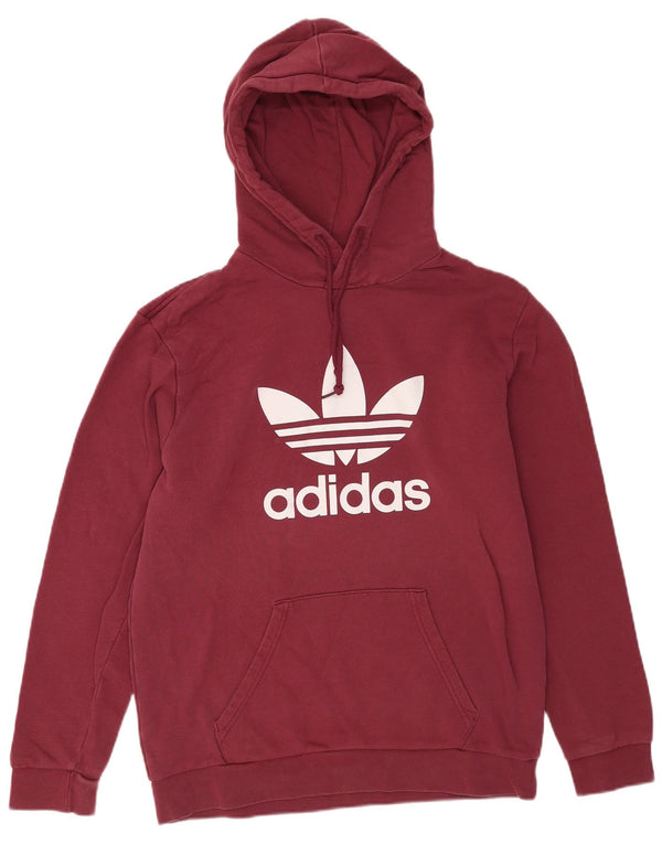 Adidas Mens Graphic Hoodie Jumper Medium Burgundy Cotton