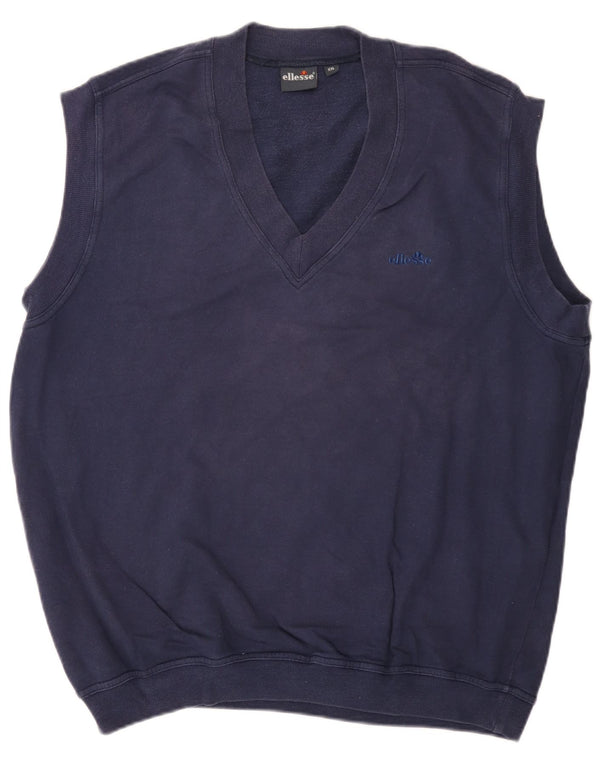 Ellesse Mens Sleeveless Sweatshirt Jumper 2XL Navy Blue Cotton