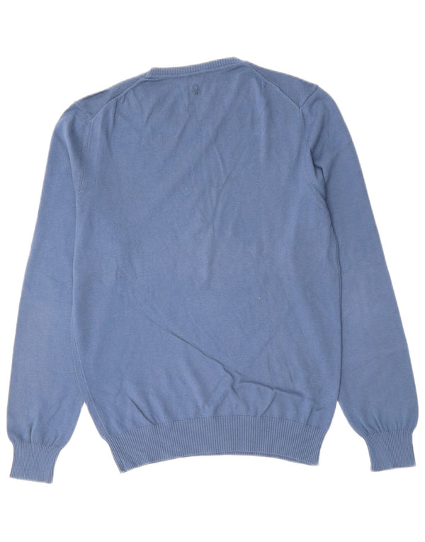 BENETTON Mens Crew Neck Jumper Sweater Small Blue Cotton