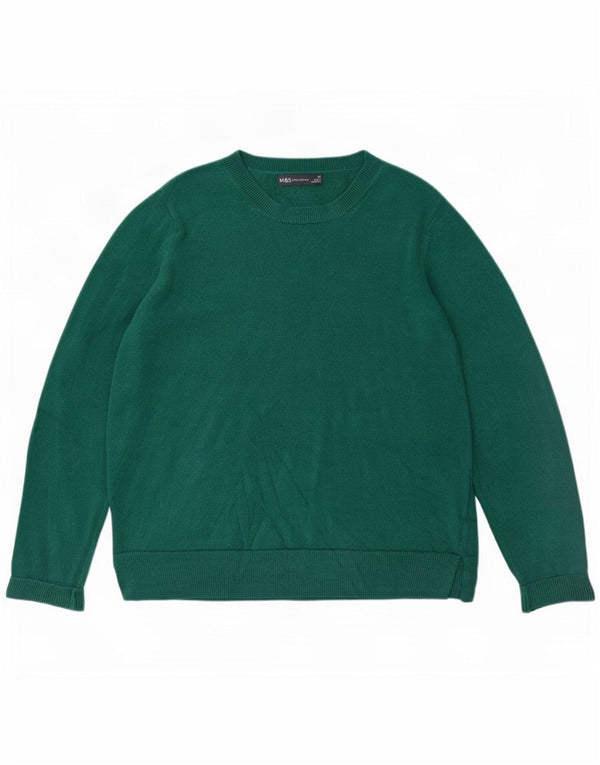 Marks & Spencer Womens Crew Neck Jumper Sweater UK 14 Medium Green Acrylic