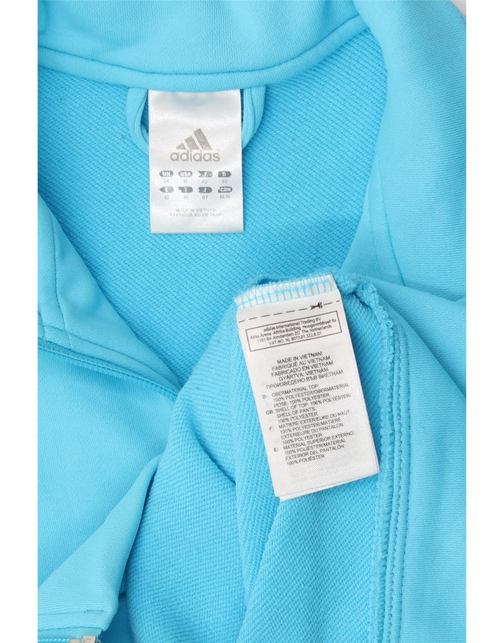 Adidas Womens Tracksuit Top Jacket UK 14 Medium Blue Polyester