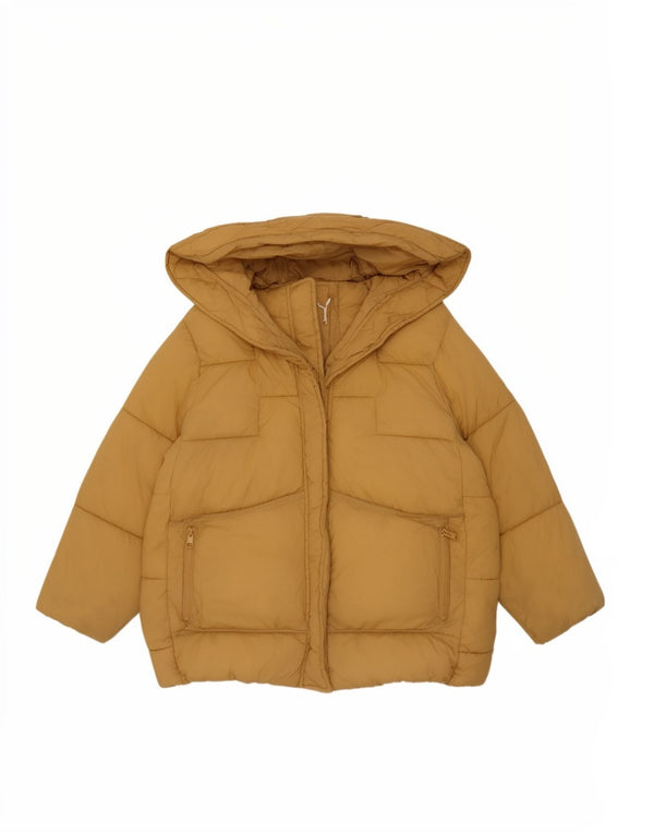 Zara Girls Hooded Padded Jacket 11-12 Years Yellow Polyamide