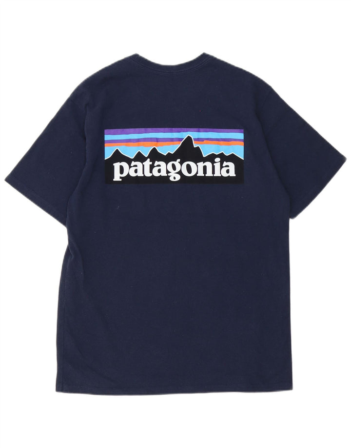 Patagonia Mens Regular Fit Graphic T-Shirt Top Small Navy Blue Polyester