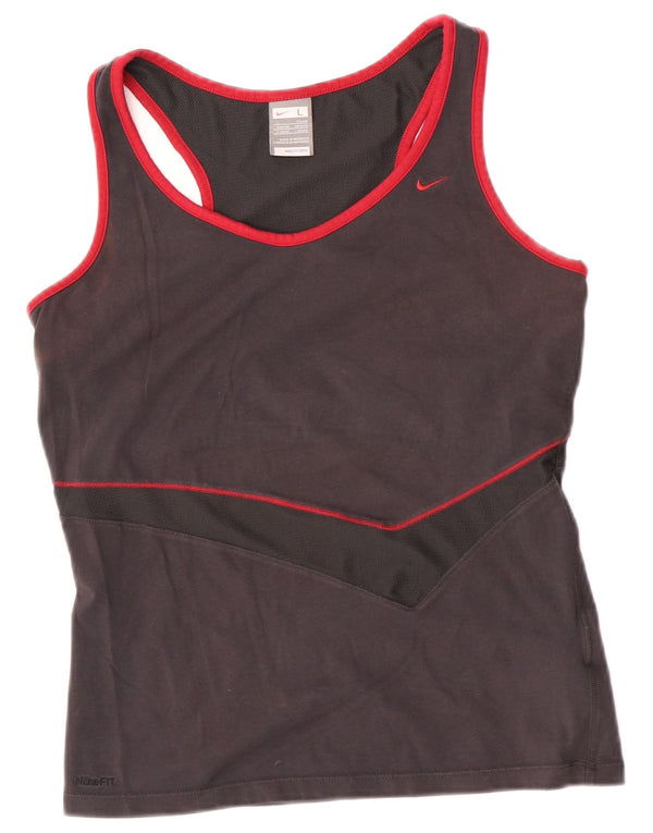 Nike Womens Vest Top UK 14/16 Large Grey Cotton