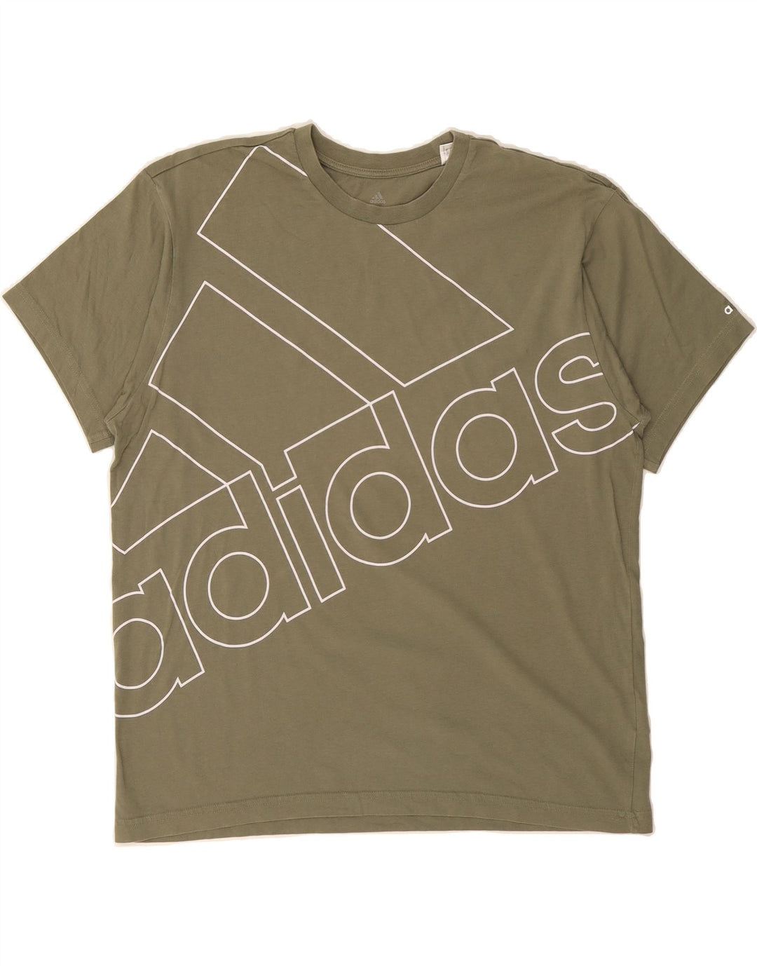 ADIDAS Mens Graphic T-Shirt Top Medium Khaki Cotton Vintage Adidas and Second-Hand Adidas from Messina Hembry 