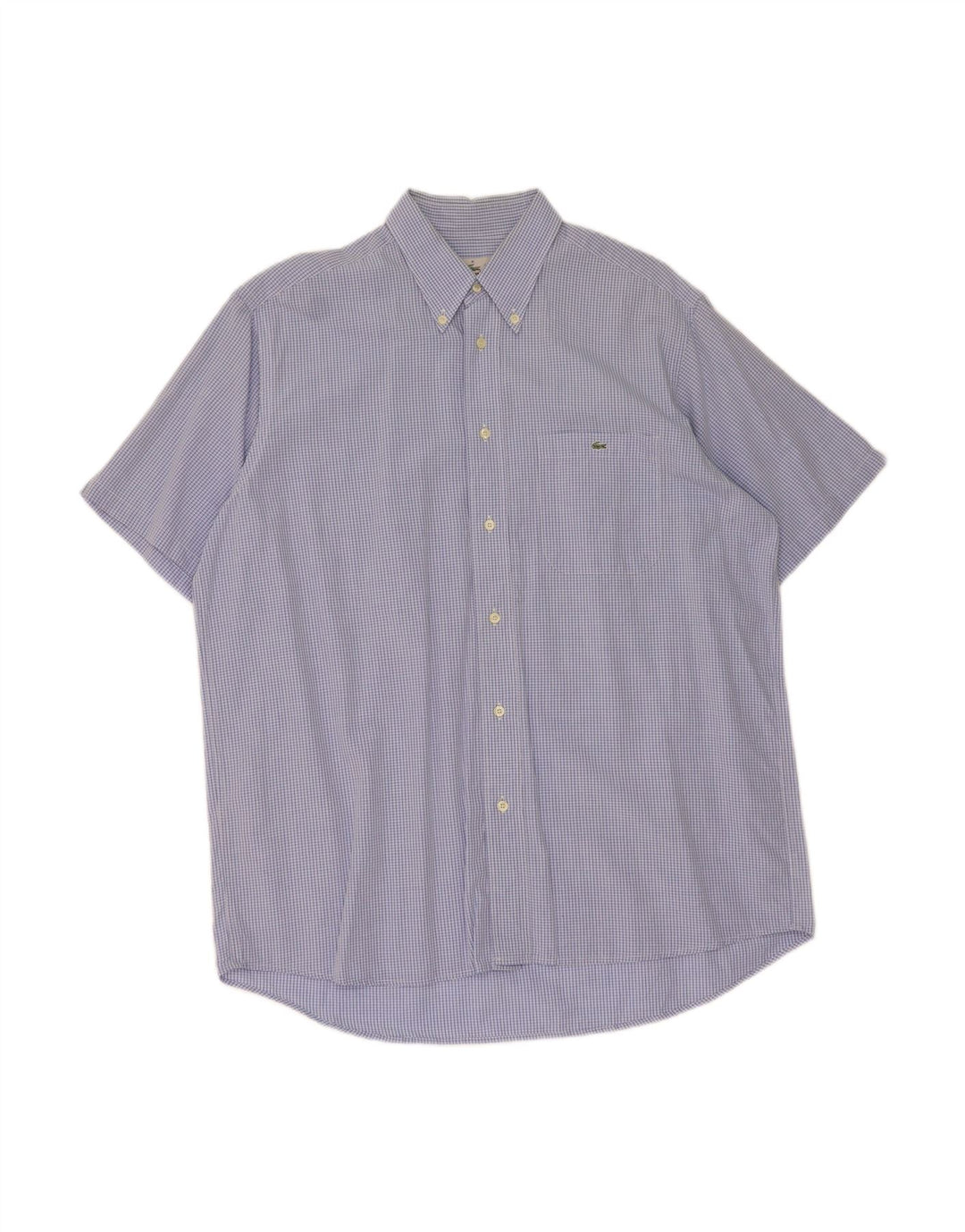 LACOSTE Mens Short Sleeve Shirt Size 41 Medium Blue Check Cotton