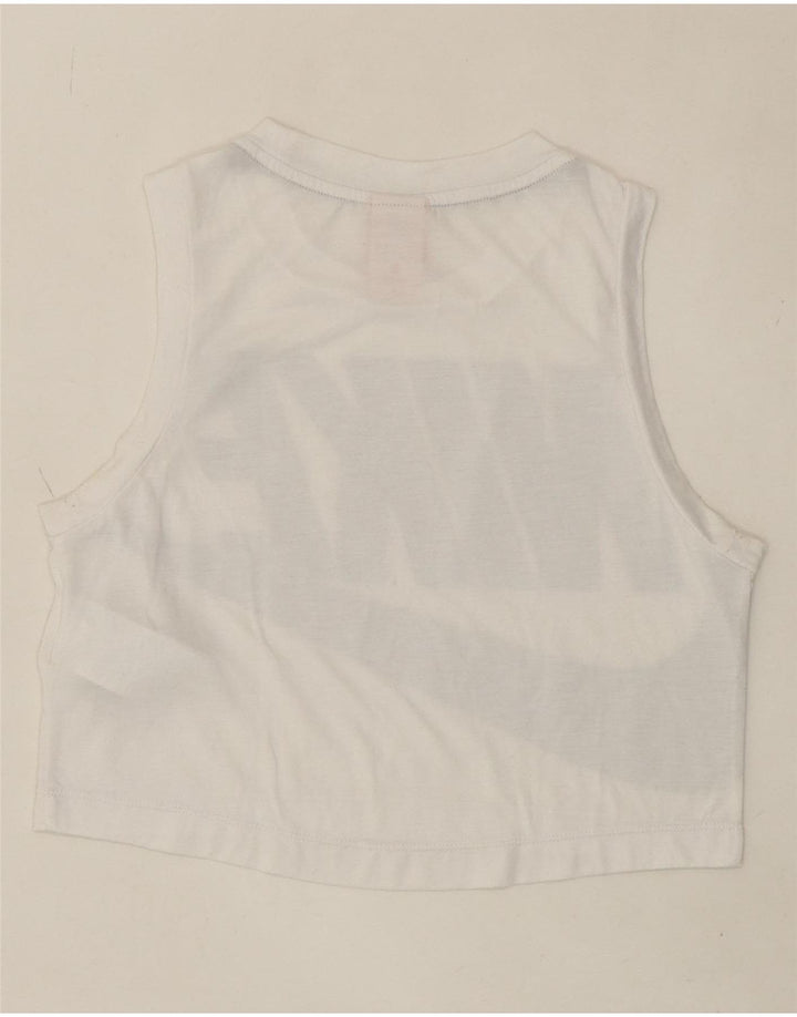 NIKE Womens Crop Graphic Vest Top UK 6 XS White Polyester Vintage Nike and Second-Hand Nike from Messina Hembry 