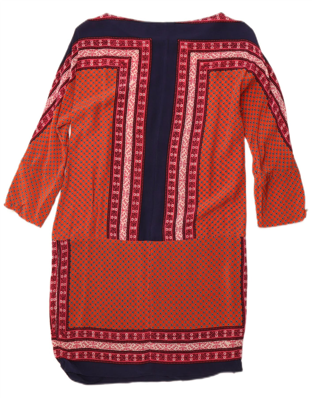 MASSIMO DUTTI Womens 3/4 Sleeve Shift Dress UK 12 Medium Orange Floral