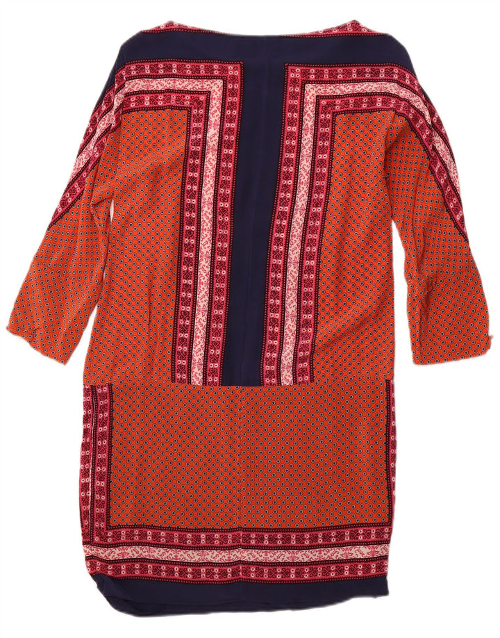 MASSIMO DUTTI Womens 3/4 Sleeve Shift Dress UK 12 Medium Orange Floral