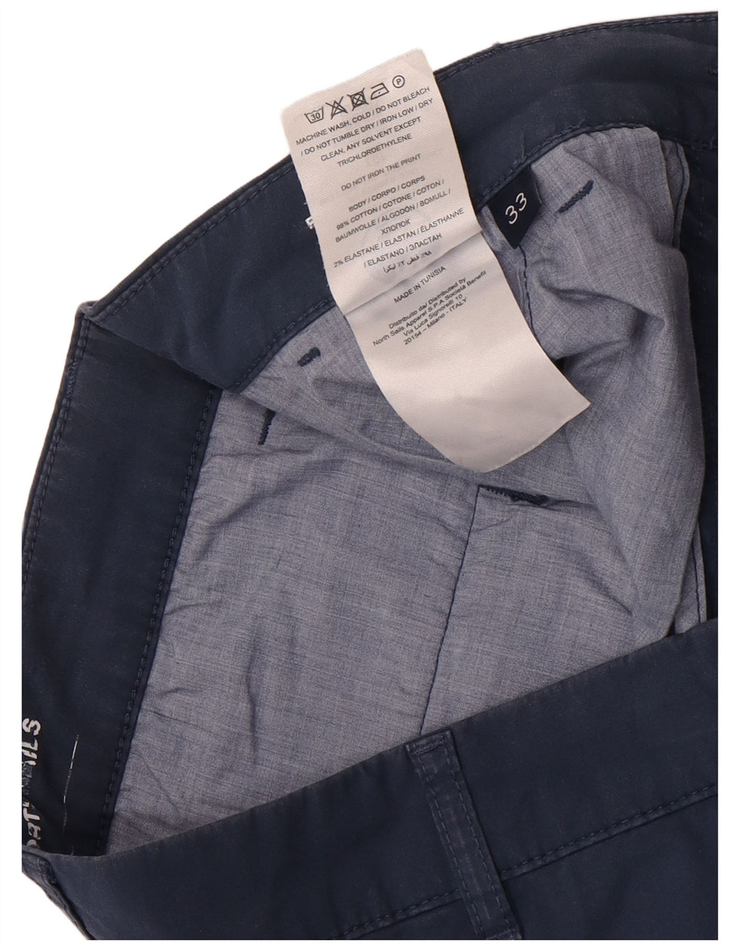 North Sails Mens Regular Fit Chino Shorts W33 Medium Navy Blue Cotton