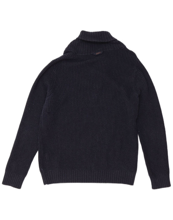 Gant Mens Shawl Neck Jumper Sweater Medium Navy Blue Cotton
