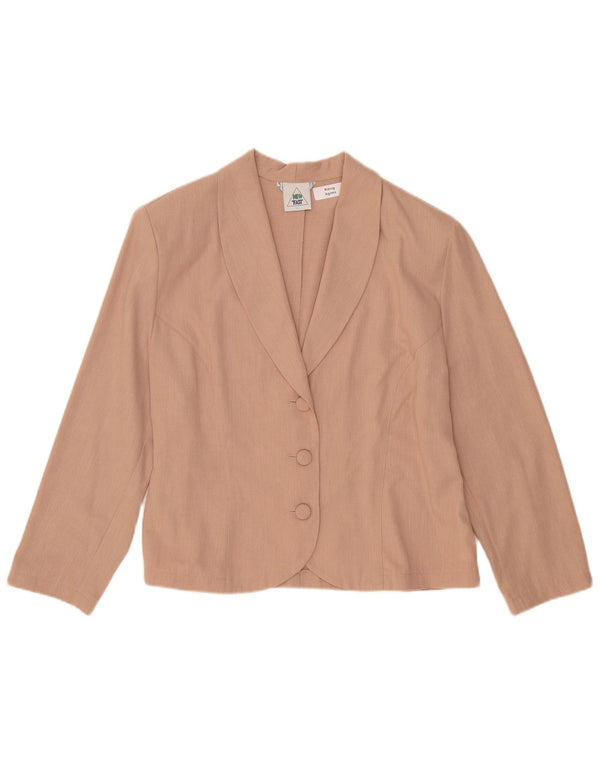 NEW FAST Womens 3/4 Sleeve 3 Button Blazer Jacket EU 44 XL Beige Polyester
