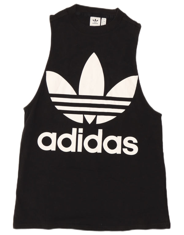 Adidas Womens Graphic Vest Top UK 12 Medium  Black Cotton