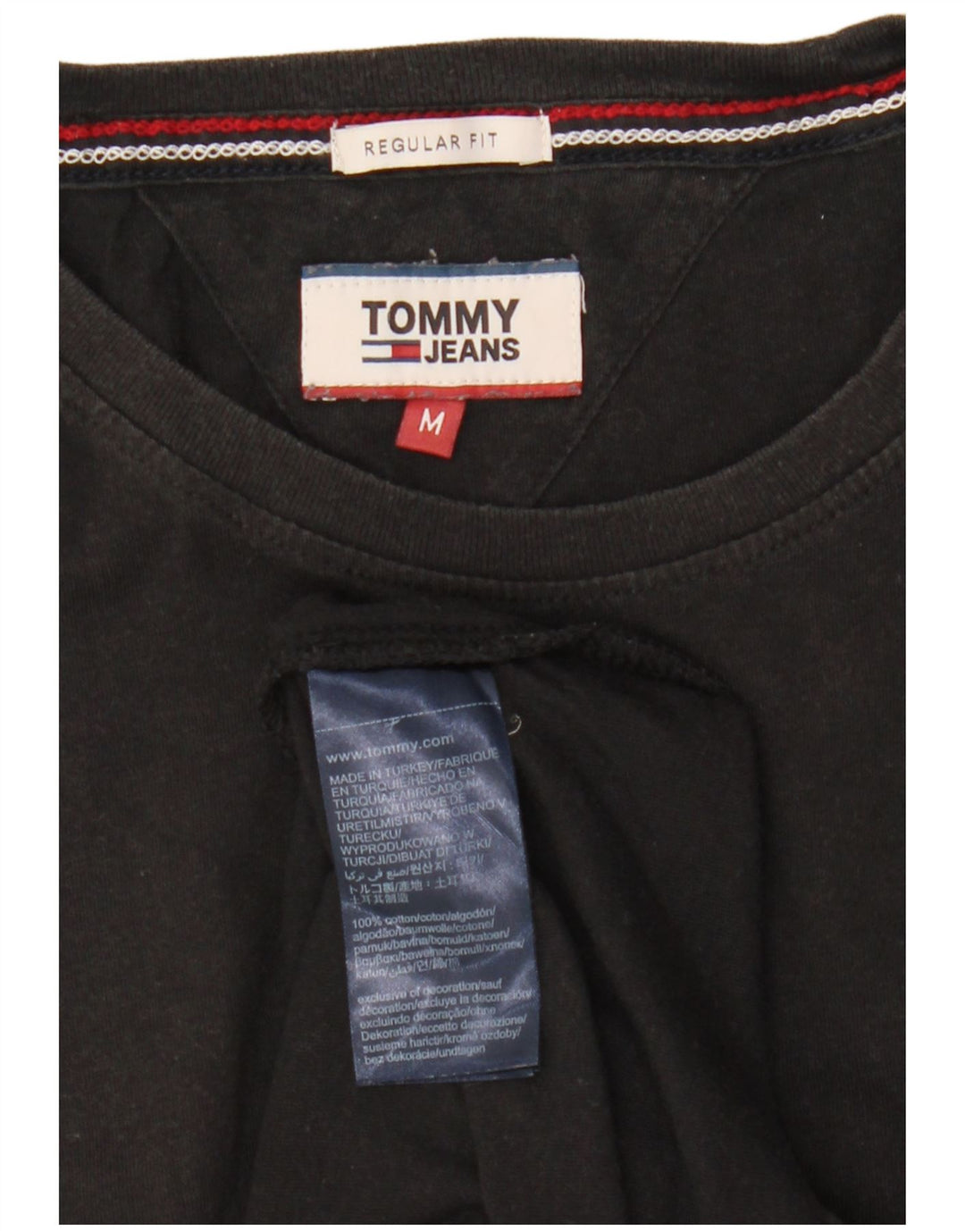 Tommy Hilfiger Mens Regular Fit T-Shirt Top Medium Black Cotton
