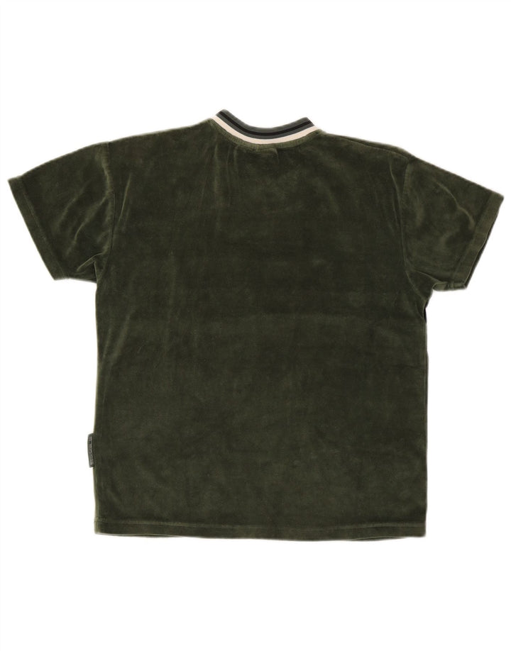 VINTAGE Boys T-Shirt Top 12-13 Years Medium Green Colourblock Cotton
