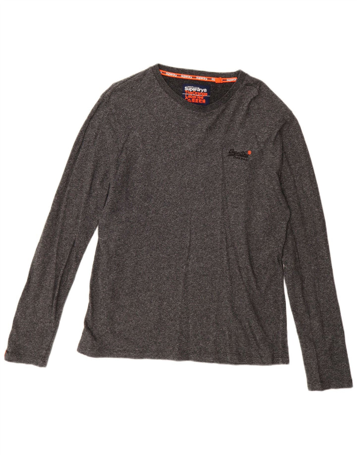 Superdry Mens Top Long Sleeve XL Grey Flecked Cotton