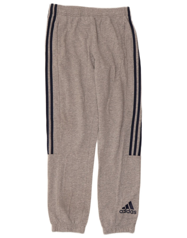 ADIDAS Boys Tracksuit Trousers Joggers 13-14 Years  Grey Flecked Cotton