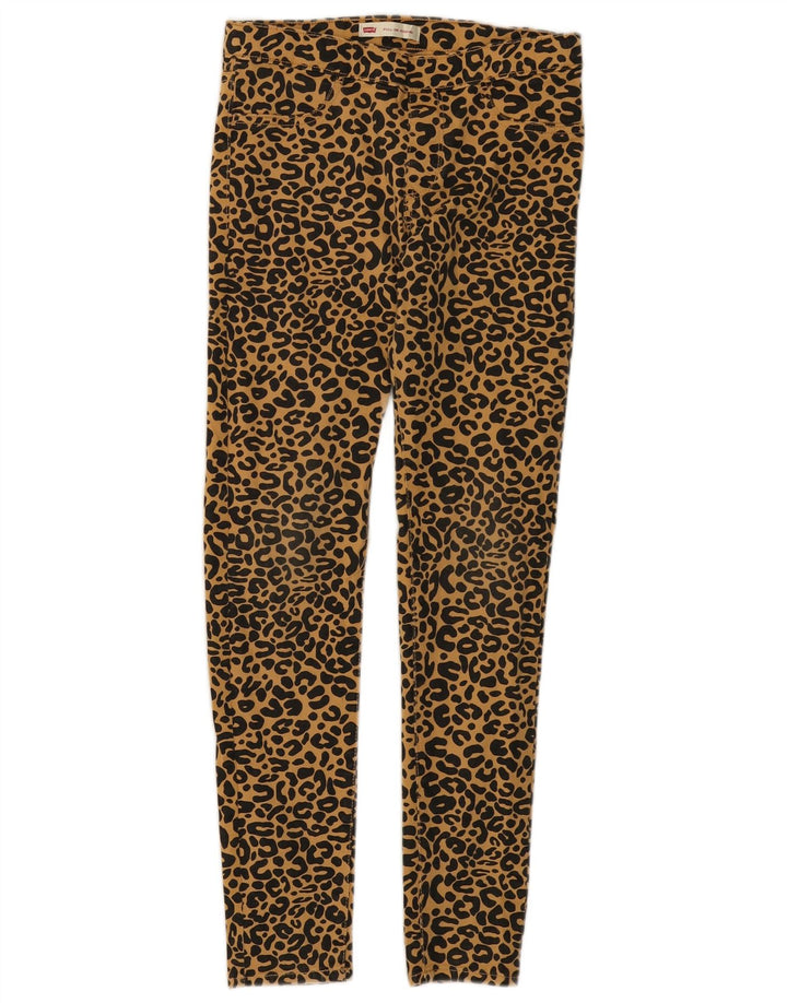 LEVI'S Girls Jeggins Casual Trousers 13-14 Years Beige Animal Print Cotton