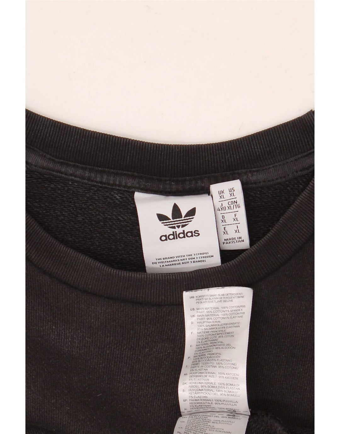 Adidas Mens Sweatshirt Jumper XL Black Cotton