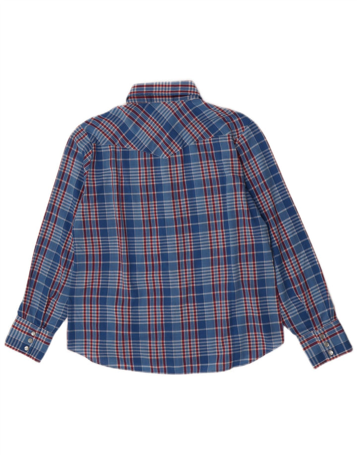 Amy Barr Womens Western Shirt Size 36 Small Blue Plaid Polyester