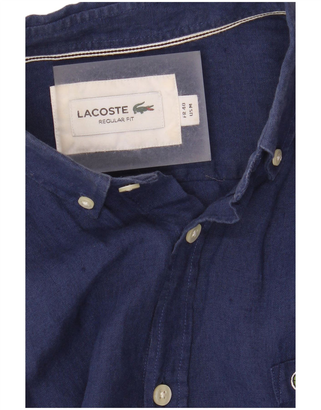 Lacoste Mens Short Sleeve Regular Fit Shirt Size 40 Medium Navy Blue
