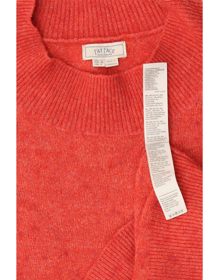 FAT FACE Womens Oversized Turtle Neck Jumper Sweater UK 10 Small Red Nylon