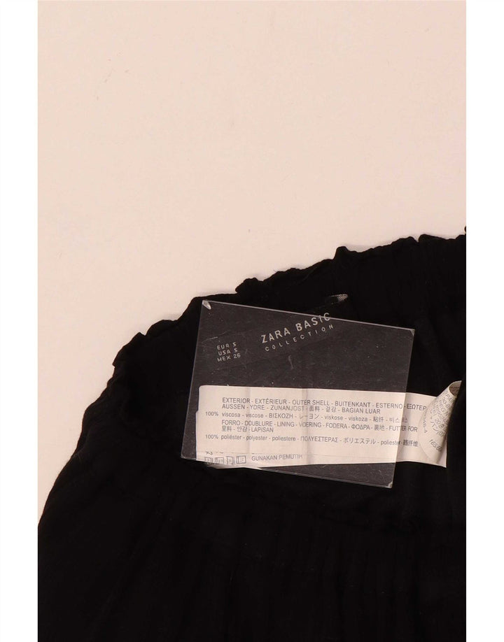 Zara Womens Maxi Tiered Skirt Small W26 Black Viscose
