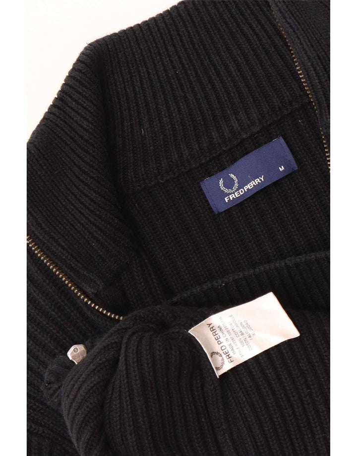 Fred Perry Mens Cardigan Sweater Medium Black Cotton